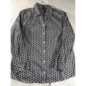 Chico's Wrinkle Resistant Blouse Women's Size 2 Large Geometric Print Button Up